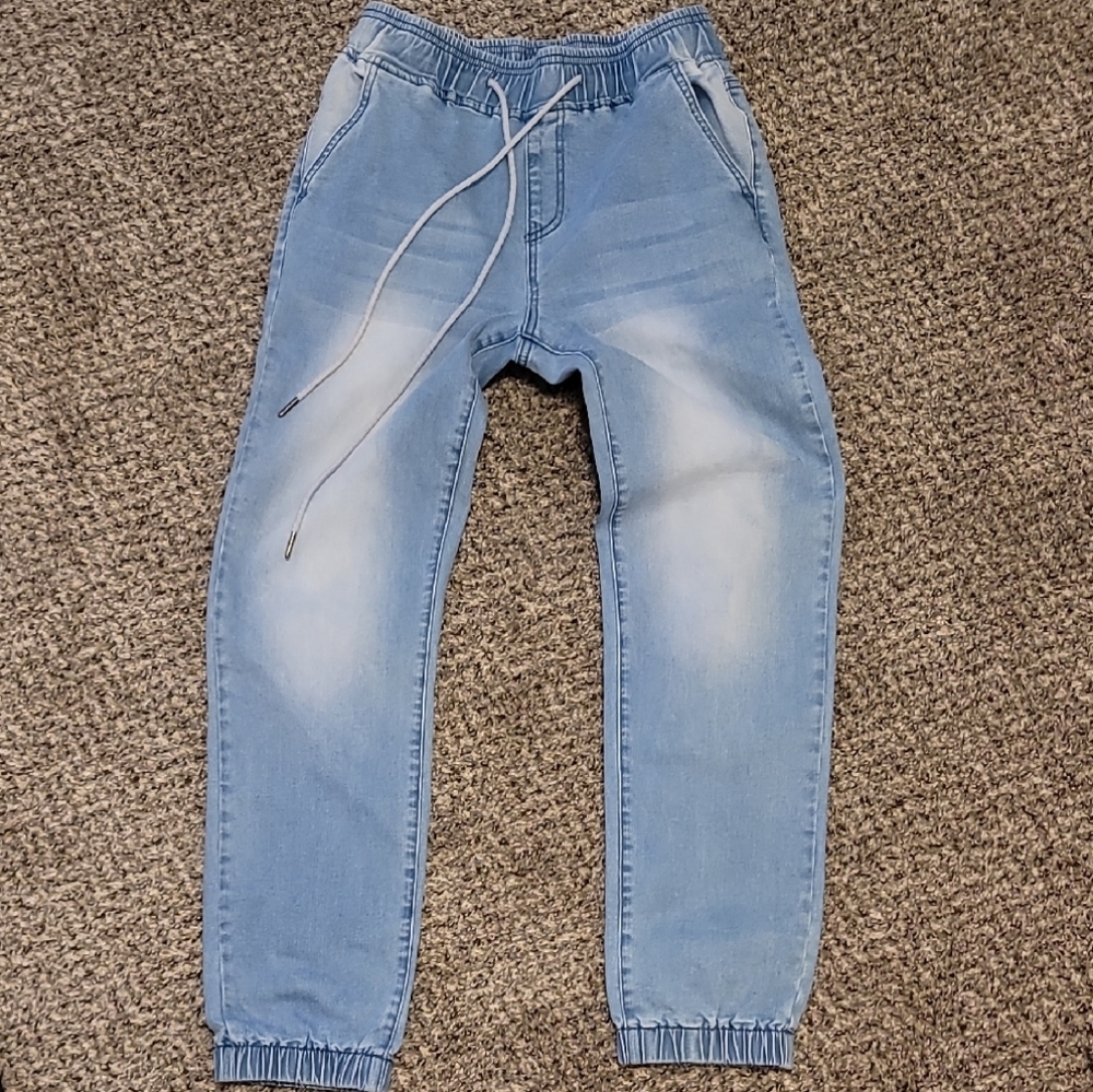 Light Blue Cinched-Leg Jeans